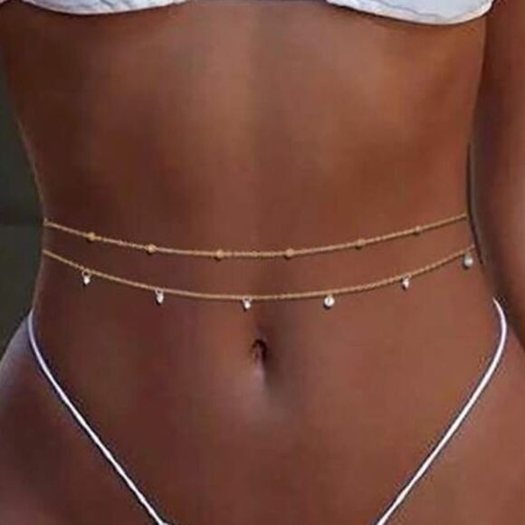 Gold belly chain M492 - Picture 1 of 3